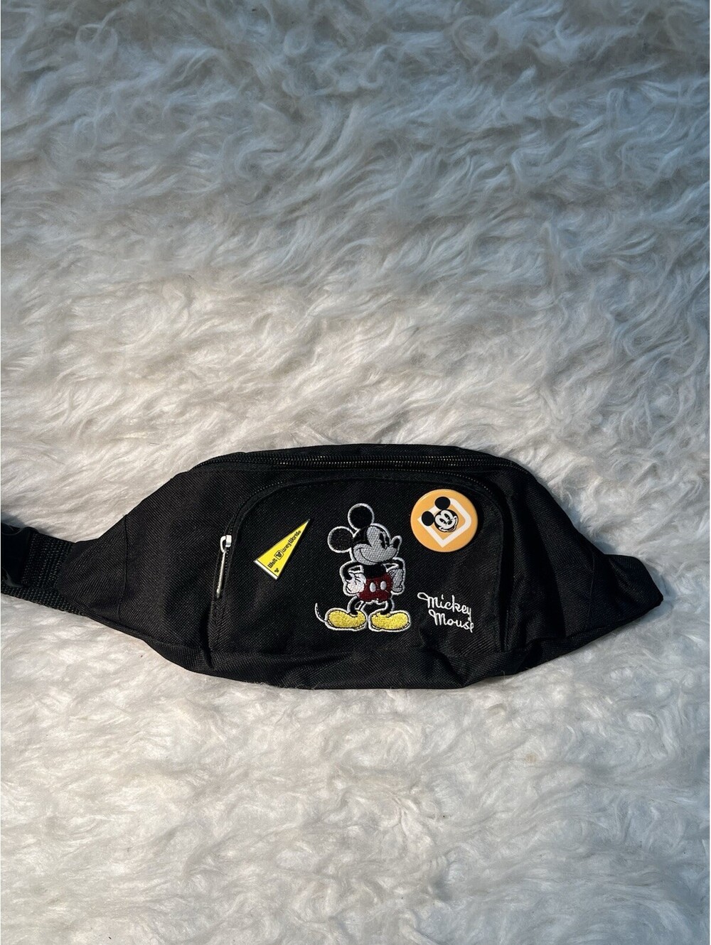 Disney Mickey Mouse Black Fanny Pack With 2 Disney Pins